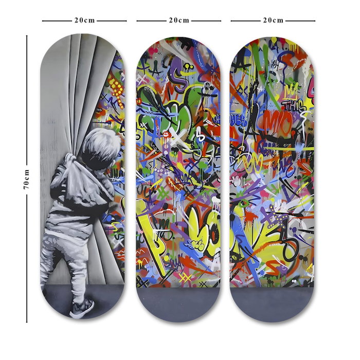 Wallity Cuadro Decorativo de MDF Multicolor (3 Piezas)